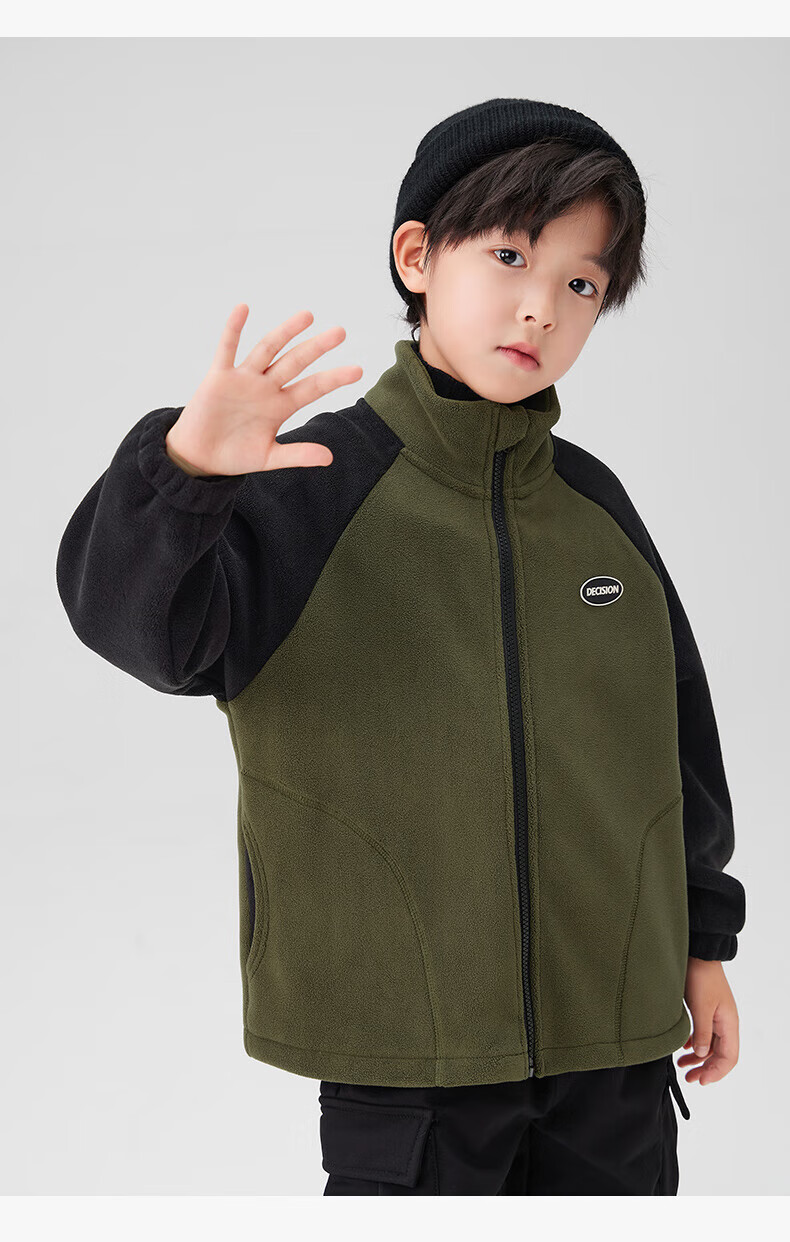 Zuo Xi Boys' Kids' Jacket Autumn 2025 New Double-Sided Fleece Warm Winter Coat Black 130 8